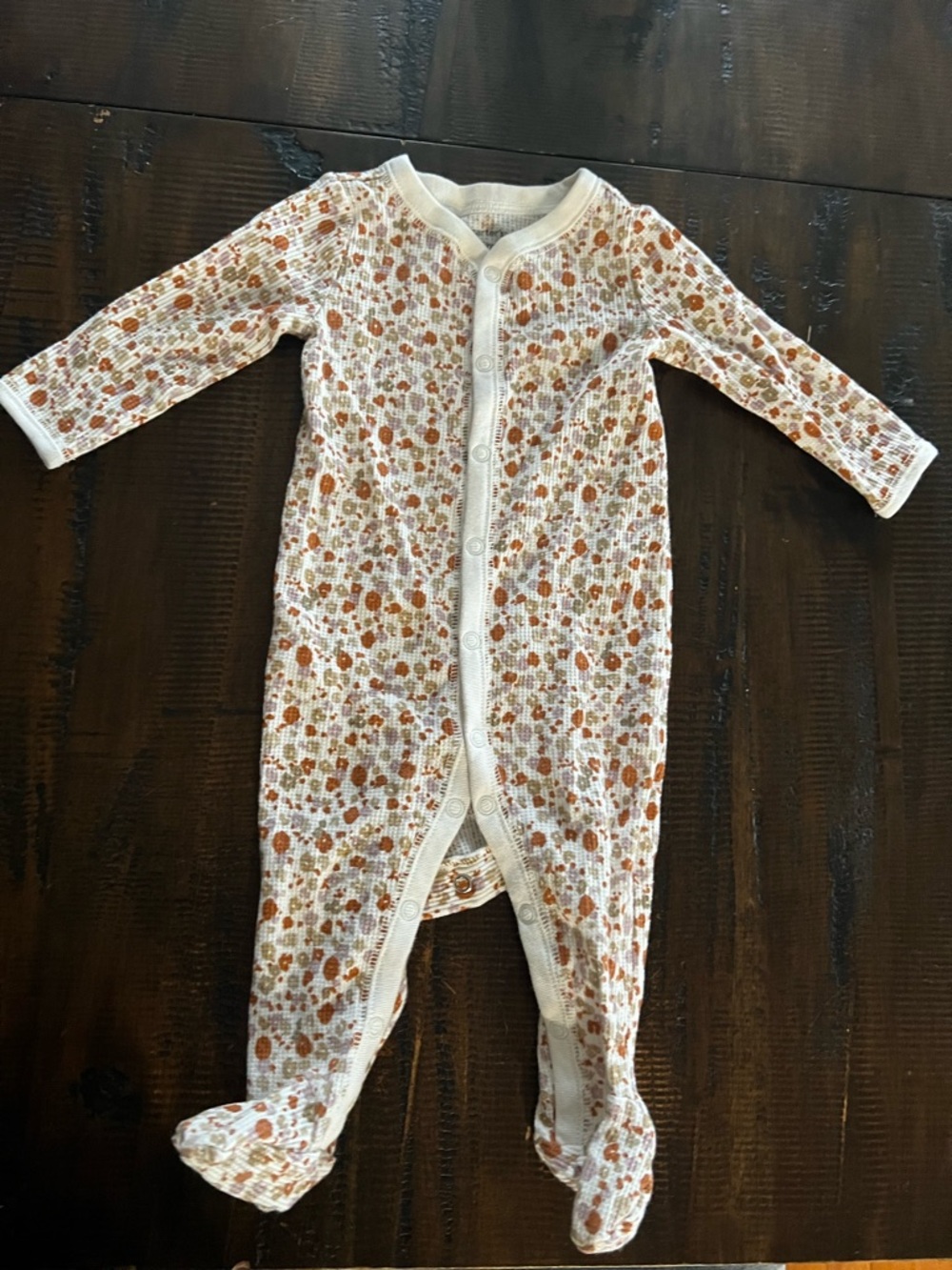 Carter's Cream Footed One-Piece with Rust and Mauve Floral Print